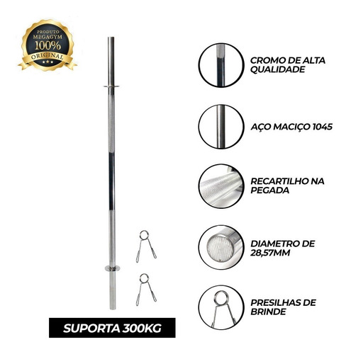 Imagem 2 de 7 de Kit Treino Academia Barra 1,80m+ 40kg Anilhas Emborrachadas