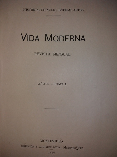 Revista Vida Moderna Letras Artes Año 1 No. 1 De 1900