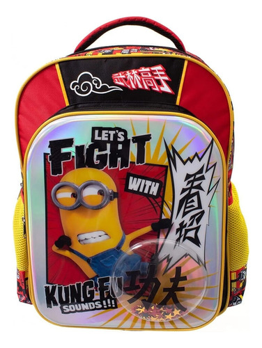 Mochila Escolar Grande Primaria Ruz Niño Minions 163492 Color Rojo