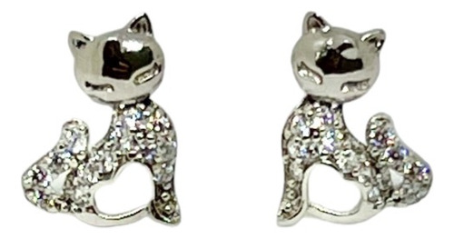 Aros Plata 925 Gatos Gatitos Con Cubic X Local A La Calle !