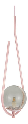 Lustre Pendente On Drop Com Globo De Vidro Estrutura Rose/ Vidro Fumê 127/220v