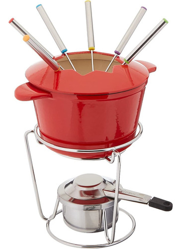 Cuisinart Fp115rs 13 Piezas De Fondue De Hierro Fundido Rojo