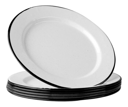 Juego De Plato Principal De Peltre Con Ala, 6 Piezas Blanco