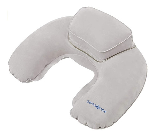 Almohada Inflable Cuello Samsonite Viaje Cojin Descanso Gris