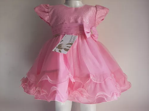 Vestido Bebê Rosa Pérolas Princesa Menina Bonita, Casamento