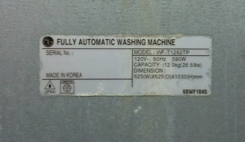 Imagen 4 de 4 de Tarjeta Lógica Electrónica Panel Lavadora LG Wf-t1292tp 12kg