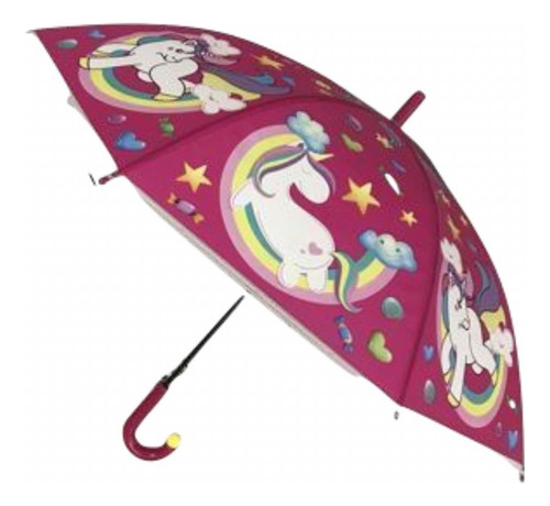 Guarda-chuva Infantil Abre Automático De Unicórnio L&q Cor Rosa