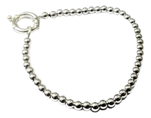 Pulsera Plata 925 Bolitas 4mm En 19cm