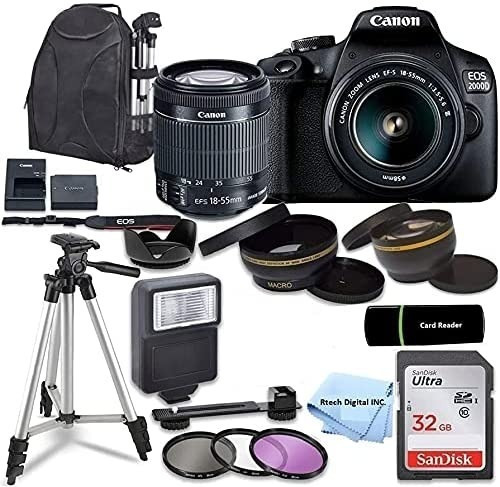 Kit Canon Eos 2000d Dslr + Tarjeta De Memoria Y Accesorios 