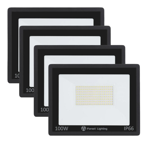 Imagen 1 de 5 de Packx4 Reflector Led 100w Exterior Proyector Luz Fría Cálida