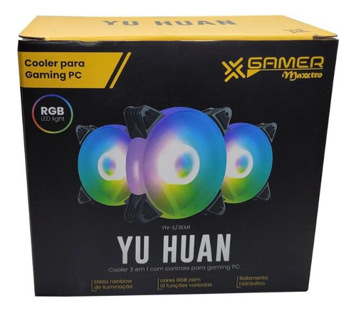 Kit 3 Fans Cooler Gaming Maxxtro  Yu Huan Rgb 120mm