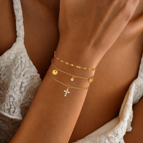 Pulsera De Cruz De Oroen Oro De 14 Quilates Para Mujer