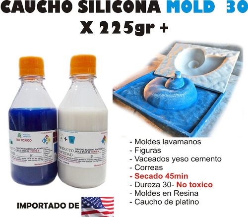 Caucho Silicona Liquida Mold 30 Moldes X225g Lavamano Figura