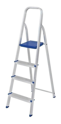 Escalera De Aluminio Tijera Mor 5102 Plateado/azul