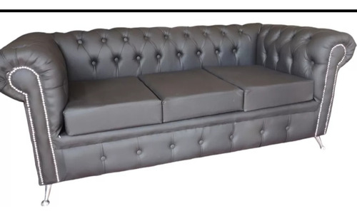 Sillón Chester Negro 3 Cuerpos Negro Liso