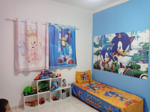 Jogo Lençol Cobre Leito + Fronha Infantil Sonic