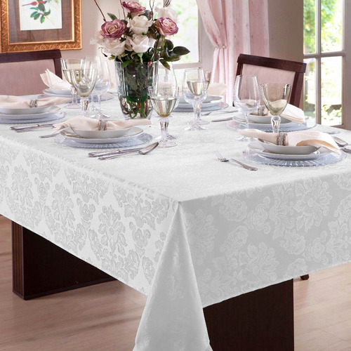 2 Toalha De Mesa Retangular 6 Lugares Jacquard Grosso