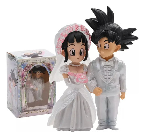 Figura De Boda Goku Y Milk Con Ramo Rosa Dragon Ball 9cm