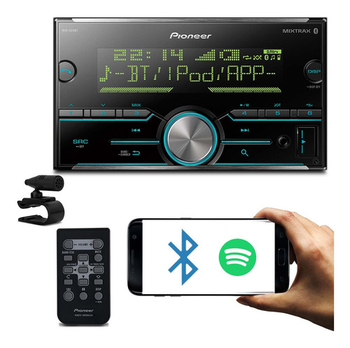 Media Receiver Pioneer Mvh - S618bt 2 Din Bluetooth Spotify Cor Preto