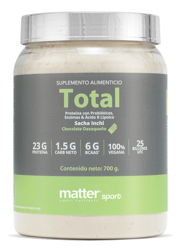 Proteína Sacha Inchi Probioticos Enzimas Total Matter Sport Sabor Chocolate