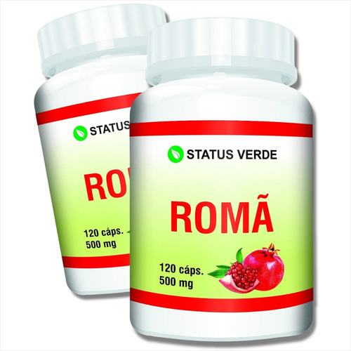 2 Potes Romã 100% Pura Kit 240 Cáps - Status Verde Sabor Sem Sabor