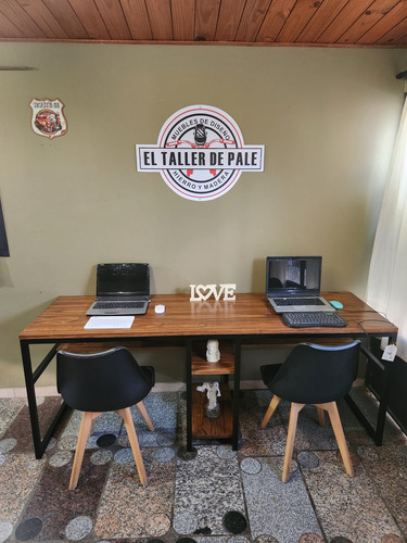 Escritorio Doble Estilo Industrial Negro