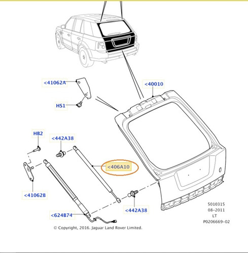 Amortecedor Tampa Traseira Esquerdo Range Rover Sport 