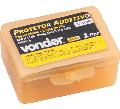 Protetor Auditivo Plug 14db Silicone Com Cordão Pvc Ca11023