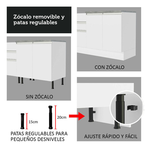 Cocina Integral Completa Modular Madesa Glamy con Tarja 120cm Color Blanco 05