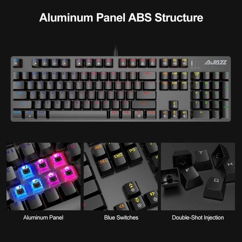 Imagen 8 de 9 de Teclado Mecánico Gamer Retroiluminado 104 Tecla Black- Ajazz