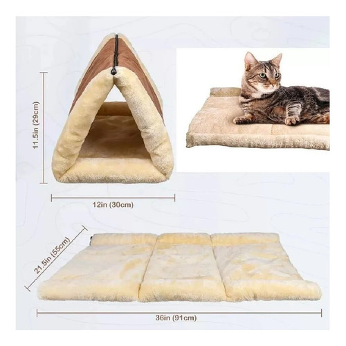 Cama Túnel Polar Para Gatos Mascotas Lavable Térmica 2 En 1