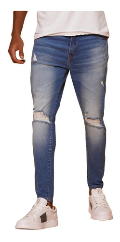 Jean Bross Super Skinny Azulino Big Láser C/roturas