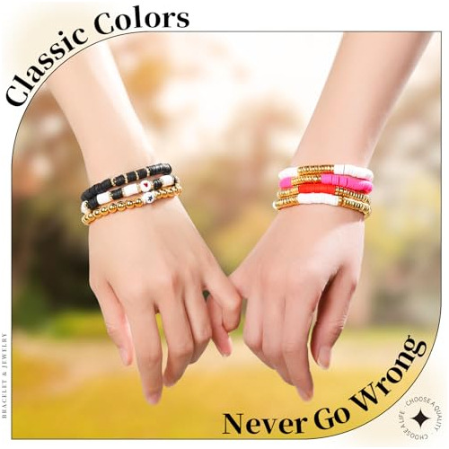 Cuentas Planas Para Hacer Pulseras Kit Negro Blanco Gold