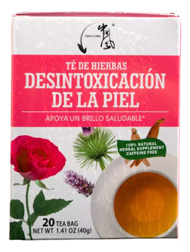 Té Chino Para Desintoxicar La Piel, 20 Bolsitas (40g)
