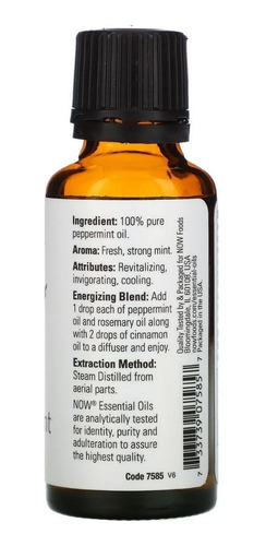 Imagem 2 de 3 de Óleo Hortelã Pimenta 30ml Importado Now Foods
