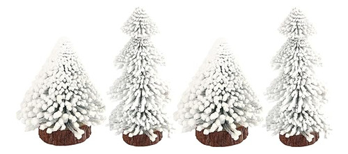 Mini Arbol De Navidad Juego De 4 Arboles Blancos Con Base De