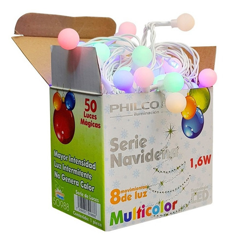 Imagen 3 de 4 de Serie Navideña Led 1.6w Multicolor 50988 Philco