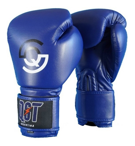 Combo Guantes + Tibial Media Qst Arg Color Azul Kick-thai