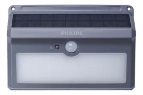 Lámpara Luz Exterior Led 3.0w Philips Solar Pared Sensor Estructura Gris