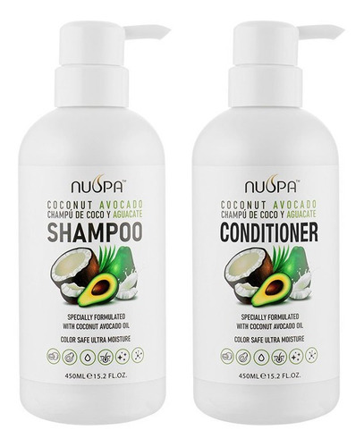 Pack Shampoo + Acondicionador Coco Y Avocado X450ml Nuspa