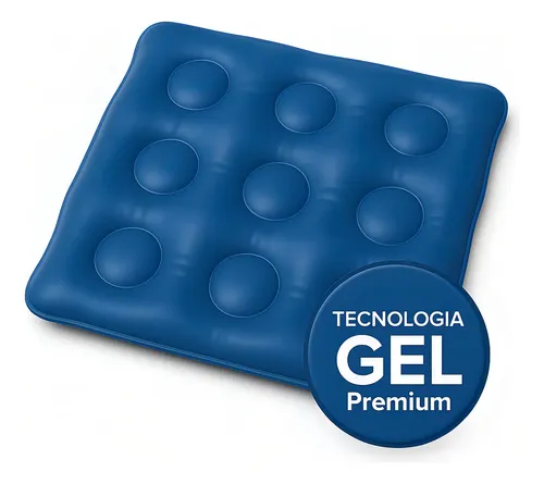 Almofada Ortopédica Gel Quadrada Jcanova Anti-escaras Cadeira Roda Azul