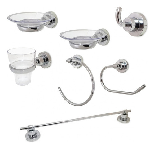 Set Kit Juego Accesorios Para Baño 7 Piezas Bronce Cromado