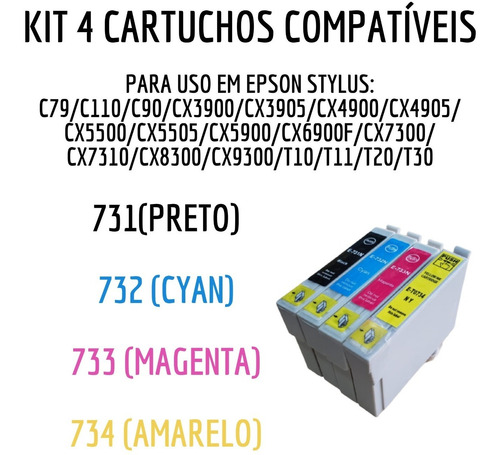 Kit 10 Cartuchos Compatíveis 73 12ml Impressora Tx220 Tx200