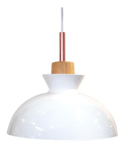 Lámpara Colgante Redonda C/madera 28×120 Blanco - Berna Home