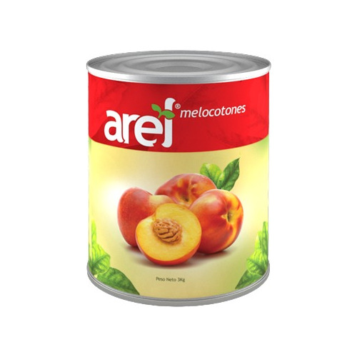 Caja 6 Latas Melocotones Almíbar Arel 3kg 0562 Ml.