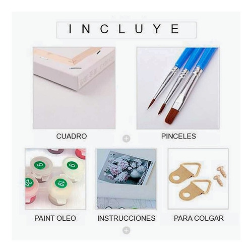 Imagen 3 de 9 de Paint By Number Kit Completo Pintura Al Oleo Unicornio