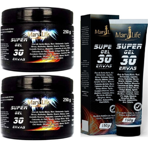  Kit 2 Super Gel 30 Ervas 250g + 1 Super Gel 30 Ervas 150g Fragrância Mentol Tipo de embalagem Bisnaga e Pote