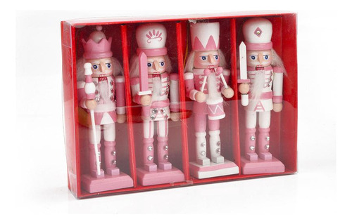 4x Figura De Soldado Cascanueces De Madera Adorno De Muñeca