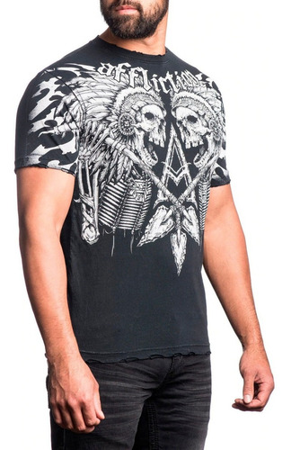 Imagen 3 de 3 de Remera Affliction Apache Freedom Black Ridersbike