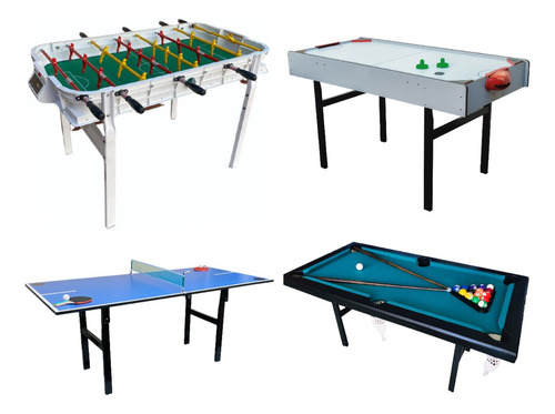 Combo Emprendimiento Metegol Tejo Pool Pinpong Completos Mesa De Metegol Blanco